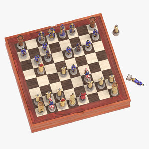 3D chess board set 01 model