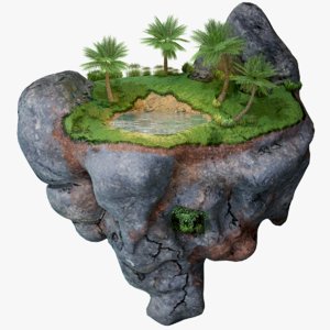3D floating island lake model