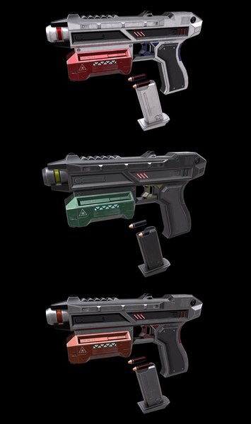 3d Sci Fi Pistol Magazine Bullets Model Turbosquid