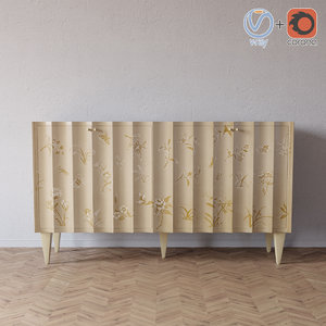 hand painted fluted cabinet 3d max