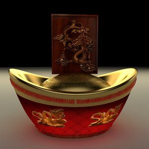 chinese gold ingot 3D
