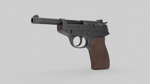 3D model walther p38 pistol ready