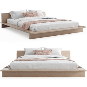 oregon wooden platform bed 3D model