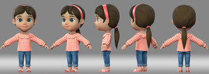cartoon girl child student 3D model