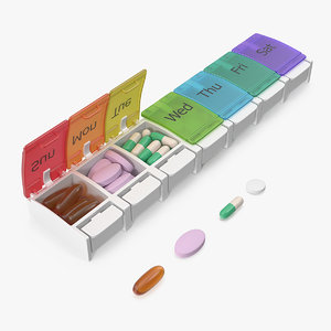 weekly pill organizer box 3D
