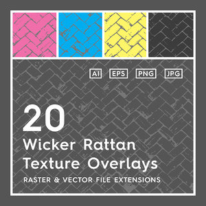 20 Wicker Rattan Texture Overlays