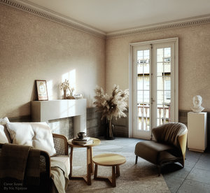3D livingroom beige living model