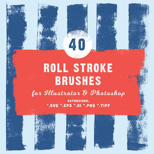 40 Roll Stroke Brushes for Ai & Ps