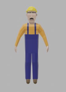 worker rigged unity 3D model