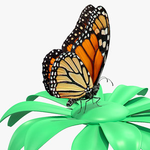 3D monarch butterfly takes swinging model