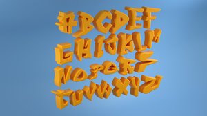 3D graffity letters alphabet model