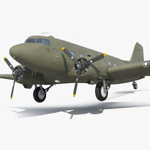 vintage military cargo plane 3D model