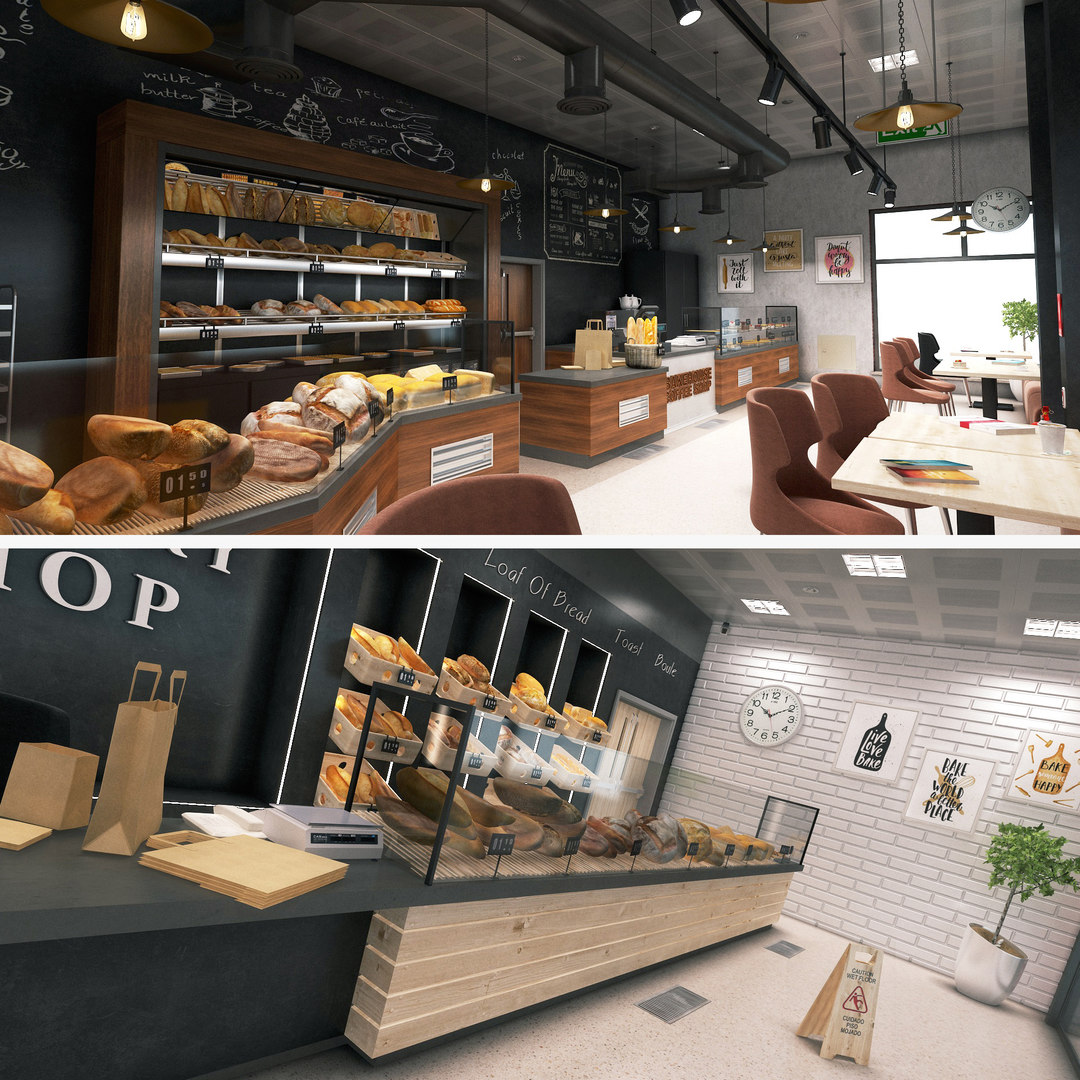 3D bakery coffee shop model TurboSquid 1567755