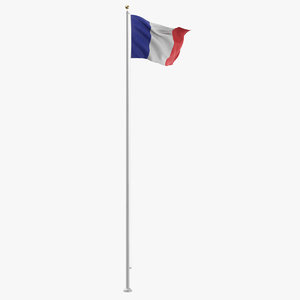 3D flag pole france model