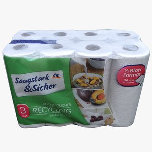 3D cleaned kitchen roll package