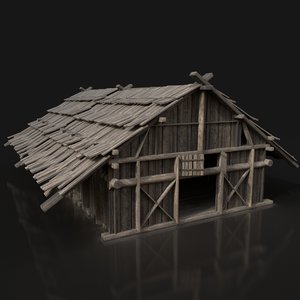 medieval barn 3D model