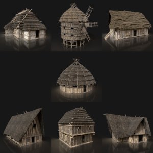 thatched cottage - 3D model
