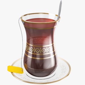 3D real glass tea cup