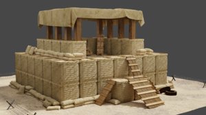 3D military trench tower model