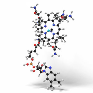 3D cyanocobalamin vitamin b12 modeled