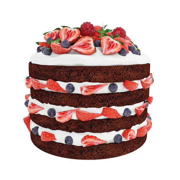 Modele 3d De Gateau Au Chocolat Aux Baies Turbosquid