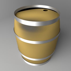 barrel wooden 3 gallon 3D model