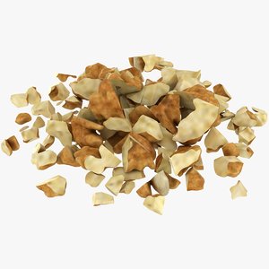 3D realistic broken walnut kernel model
