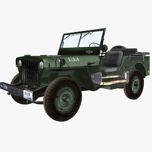 3D jeep pbr willys army truck