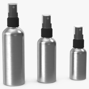 3D spray bottles aluminum black