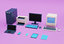 simple computers electronics office equipment 3D model