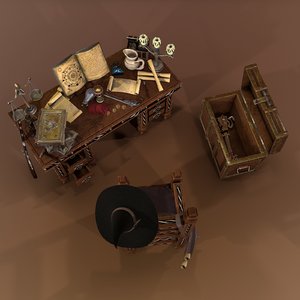 medieval table modeled 3D