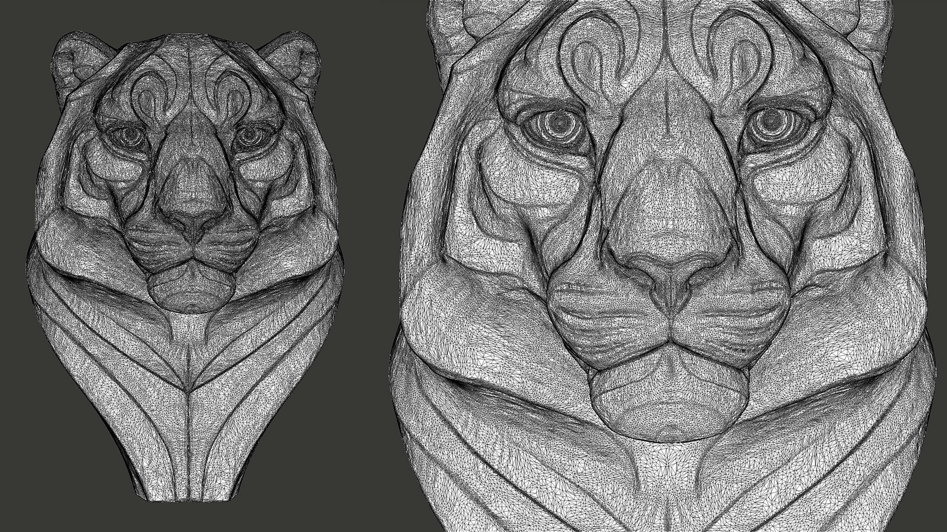 雪豹雕塑半身像3d模型