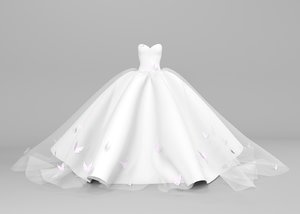 3D wedding dress butterflies