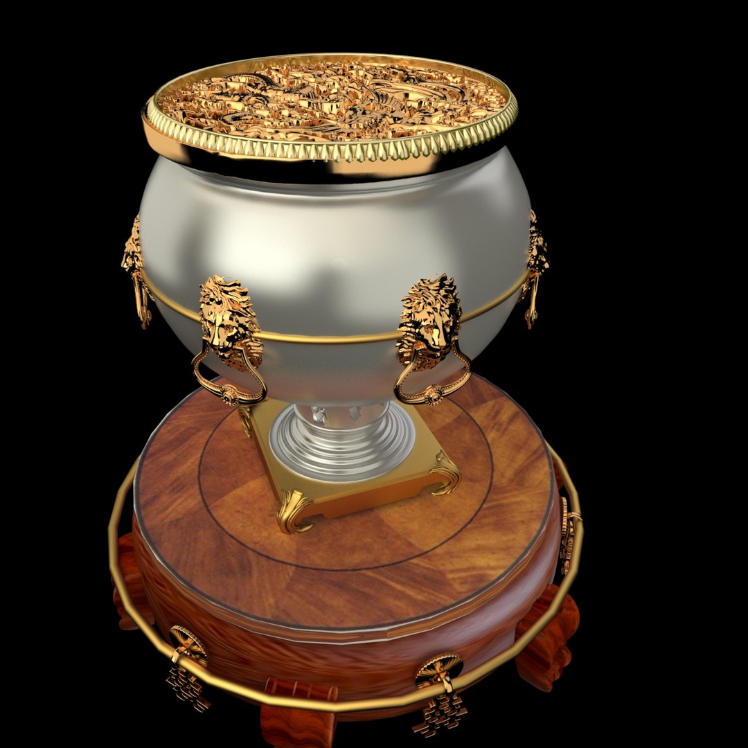 Chinese gold pot display stand 3D model TurboSquid 1571834