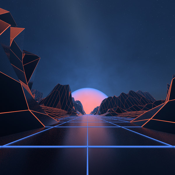 3d Retro Neon Synthwave Road Model Turbosquid