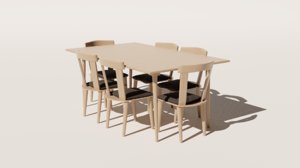 table glass chair 3D model