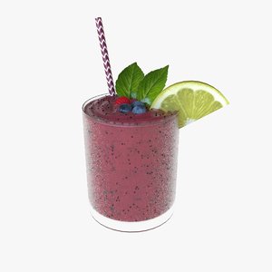 3D fruit smoothie blueberry