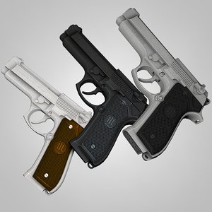 3D beretta 92fs handgun guns