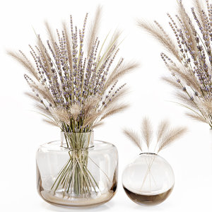 3D dry flowers glass vase