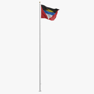 flag pole antigua barbuda 3D model