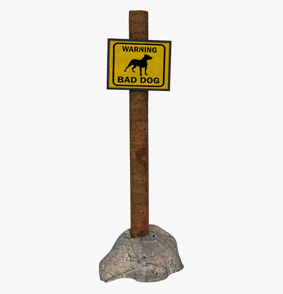 sign dog danger 3D