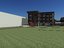 football administrative building facade 3D model