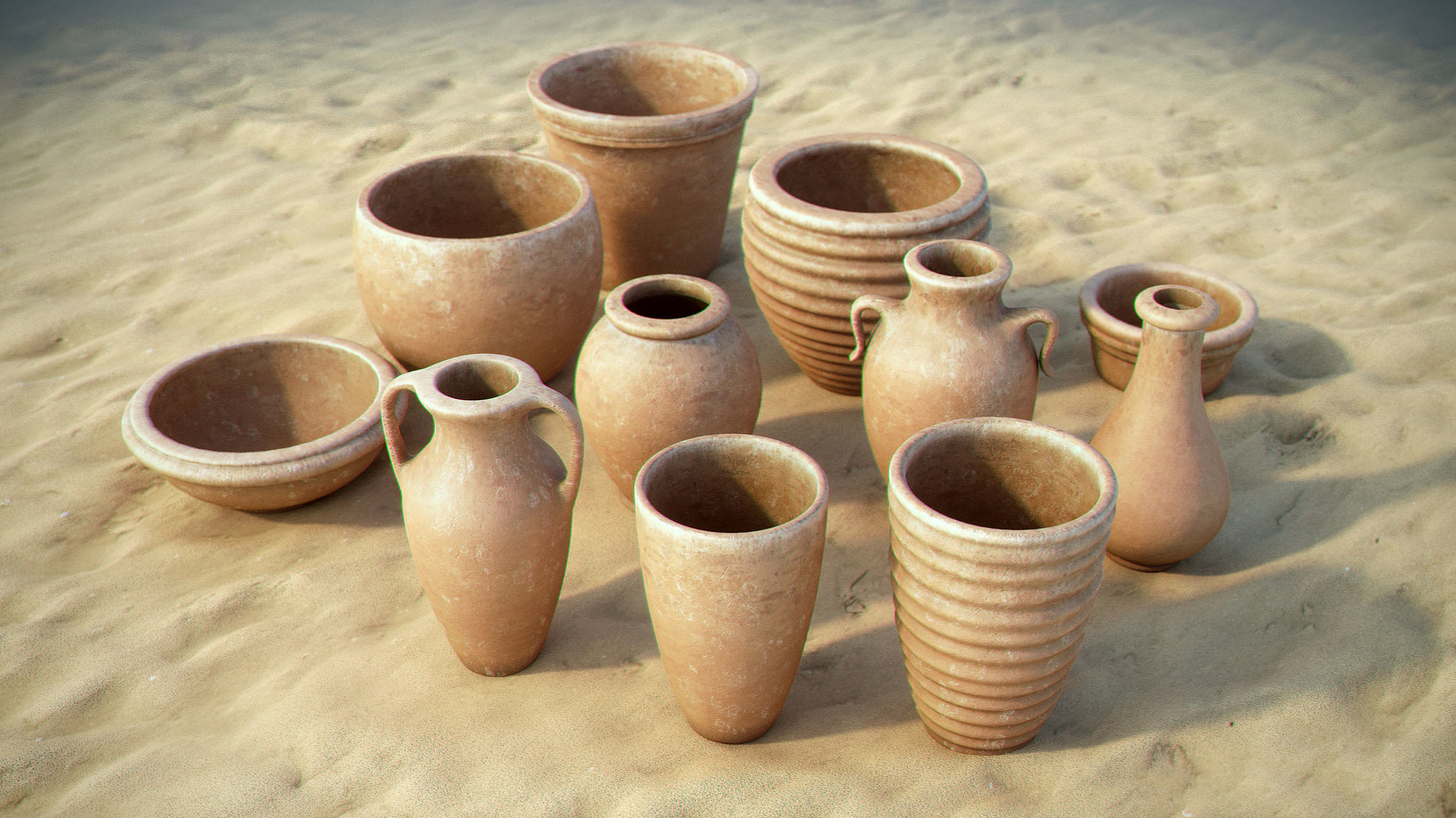 Handmade clay pots model - TurboSquid 1574613