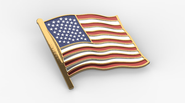 regular machine amplitude 3D model american flag pin - TurboSquid 1574897