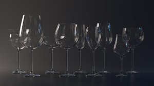3D set wine glasses
