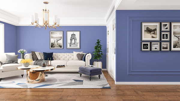 3D model living room royalblue design