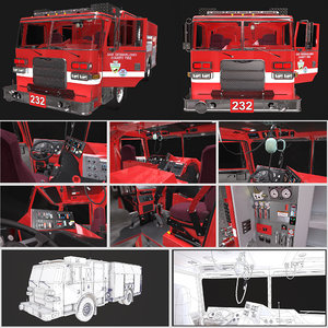 3D engine truck pbr model