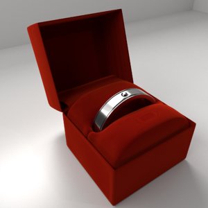 silver ring diamond velvet 3D