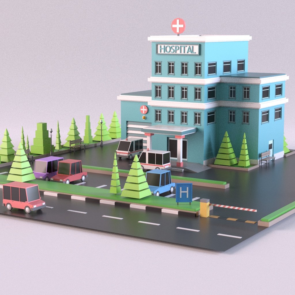Building hospital 3D model - TurboSquid 1366323