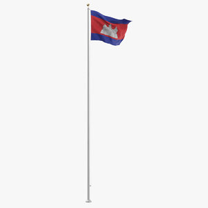 flag pole cambodia 3D model